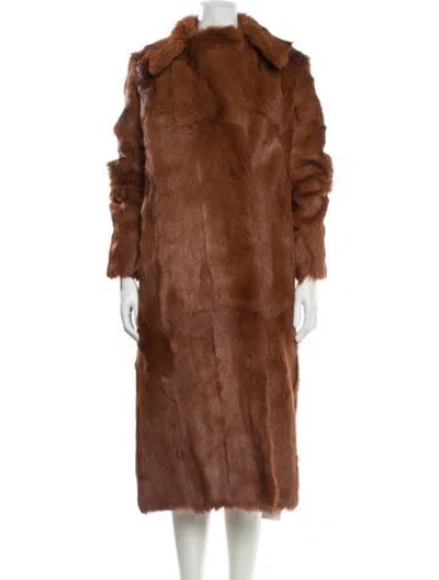 Pre-owned Tory Burch Goat Fur Fur Coat In Brown