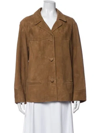 Pre-owned Tory Burch Goat Leather Jacket W/ Tags In Brown