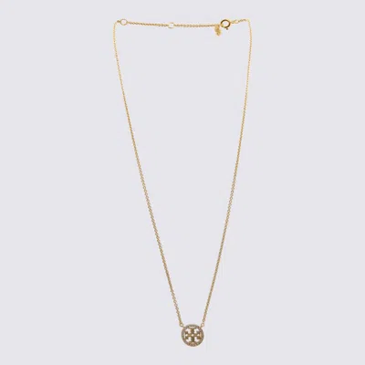 Tory Burch Gold- Tone Metal And Crystal Necklace In Tory Gold / Crystal