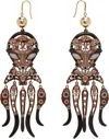Tory Burch Gold & Brown Octopus Earrings In Gold