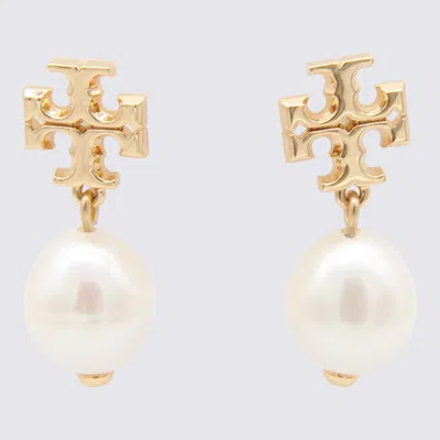 Tory Burch Gold And Pearl Brass Earrings
