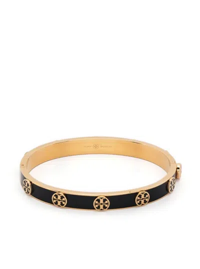 TORY BURCH GOLD-COLORED STEEL BRACELET WITH LOGO WOMAN 