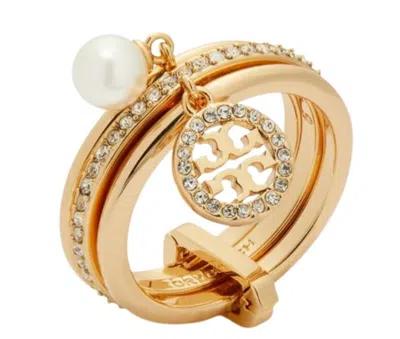 Tory Burch Gold Crystal Pearl Brass Jewelry