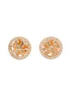 Tory Burch Gold Earrings With Logo Detail And Rhinestone In Brass Woman