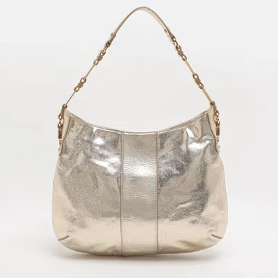 Pre-owned Tory Burch Gold Leather Hobo