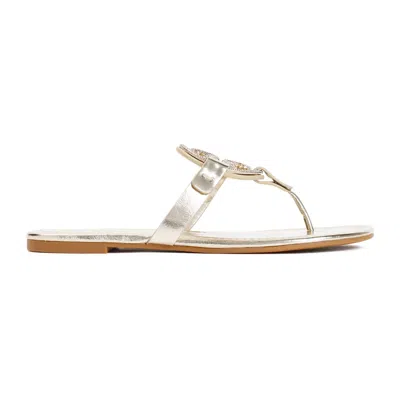 TORY BURCH TORY BURCH GOLD LEATHER MILLER THONG SLIPPERS