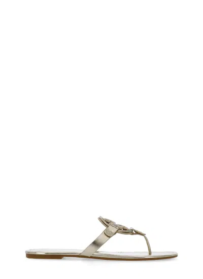 Tory Burch Gold Leather Miller Thong Slippers