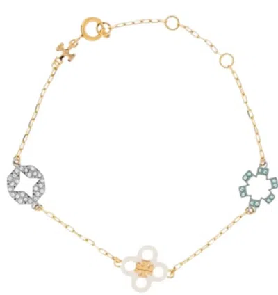 Tory Burch Gold Multi Brass Jewelry In Neutral