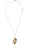 Tory Burch Miller Pavé Interlocking Pendant Necklace