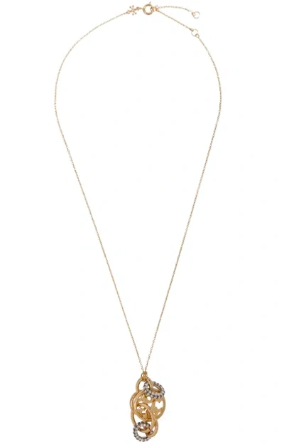 Tory Burch Miller Pavé Interlocking Pendant Necklace In Gold