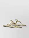 Tory Burch Gold Sandals With Flat Sole And Metallic Finish