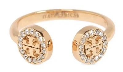 Tory Burch Gold Tone Brass Crystal Accessory In Neutral