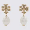 Tory Burch Kira Baroque Pearl Drop Earrings In Tory Gold / Pearl