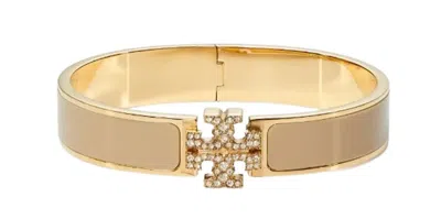 Tory Burch Gold Tone Enamel Crystal Bracelet In Metallic