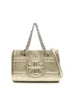 Tory Burch Golden Geometric-pattern Leather Tote Handbag For Women In Gold