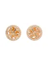 Tory Burch Gold Earrings With Logo Detail And Rhinestone In Brass Woman In Golden