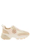 TORY BURCH 'GOOD LUCK' BEIGE LOW TOP SNEAKERS WITH LOGO DETAIL AND OVERSIZED PLATFORM IN SUEDE WOMAN