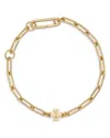 Tory Burch 18k Gold Plated Good Luck Chain Pave Bracelet In Gold