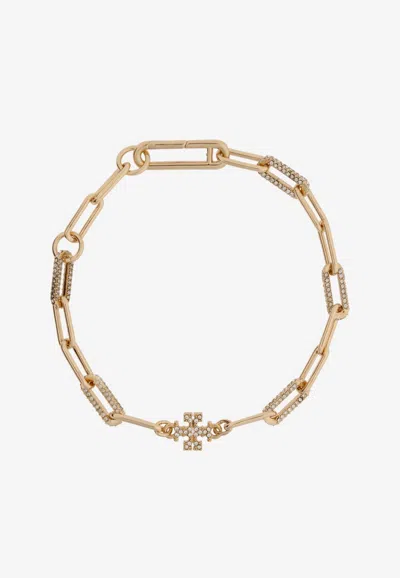 Tory Burch Good Luck Chain-link Pavé Bracelet In Gold