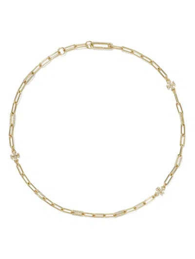 TORY BURCH GOOD LUCK CHAIN PAVE NECKLACE