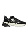 Tory Burch Good Luck Black And White Sneakers With Double T Detail In Tech Jersey And Fabric Woman In Black
