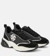 Tory Burch Good Luck Black And White Sneakers With Double T Detail In Tech Jersey And Fabric Woman In Schwarz