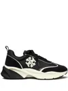 Tory Burch Good Luck Black And White Sneakers With Double T Detail In Tech Jersey And Fabric Woman In Black