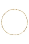 Tory Burch Good Luck Chain Pave Necklace In Tory Gold/crystal