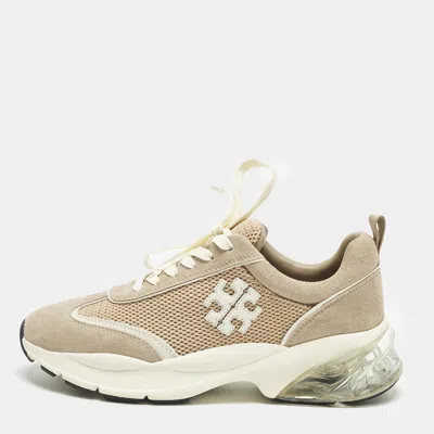 Pre-owned Tory Burch Good Luck Size 39.5 Multicolor Mesh And Suede Low Top Sneakers