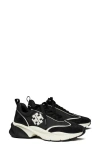 Tory Burch Good Luck Black And White Sneakers With Double T Detail In Tech Jersey And Fabric Woman In Perfect Black/new Ivory