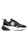 Tory Burch Good Luck Black And White Sneakers With Double T Detail In Tech Jersey And Fabric Woman In Black