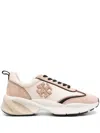 Tory Burch Triple Lace Gym Shoes With Suede Overlays In Neutrals