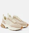 Tory Burch Good Luck T Monogram Leather Sneakers In Nude