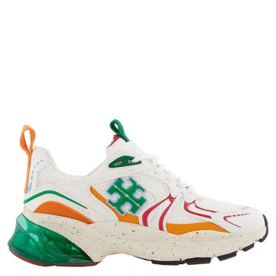 Tory Burch Good Luck Tech Trainer Sneakers In Green/white/orange