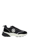 TORY BURCH 'GOOD LUCK' BLACK AND WHITE SNEAKERS WITH DOUBLE T DETAIL IN TECH JERSEY AND FABRIC WOMAN