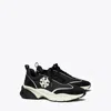 Tory Burch Good Luck Black And White Sneakers With Double T Detail In Tech Jersey And Fabric Woman In Perfect Black/new Ivory