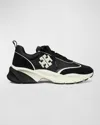 Tory Burch Good Luck Black And White Sneakers With Double T Detail In Tech Jersey And Fabric Woman In Perfect Black  New Ivory