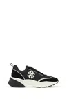 Tory Burch Good Luck Black And White Sneakers With Double T Detail In Tech Jersey And Fabric Woman In Perfect Black / New Ivory (black)