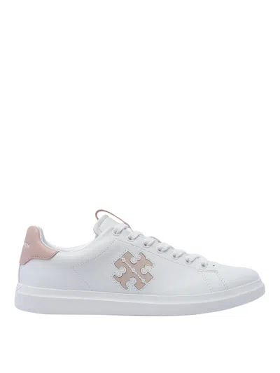 Tory Burch Double T Howell Court Sneakers In White