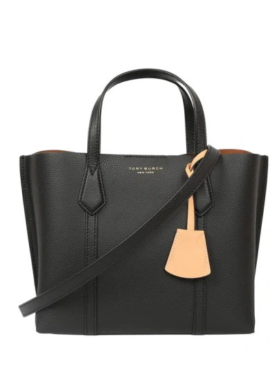 Tory Burch Grained Black Leather Perry Tote Bag
