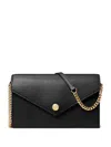 Tory Burch Grained Leather Envelope Clutch Bag In Black