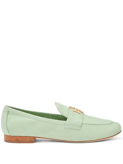 Tory Burch Grained-leather Loafers In Green