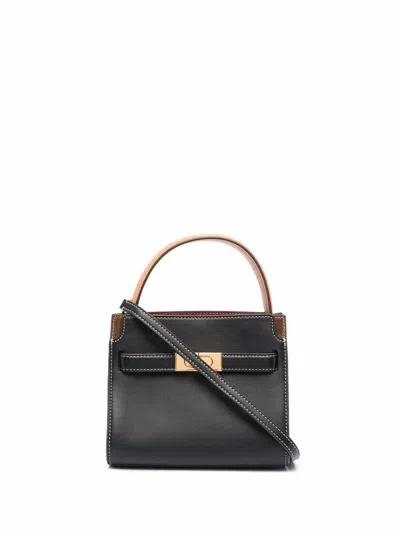 Tory Burch Grained Leather Bag With Suede Panels In Black