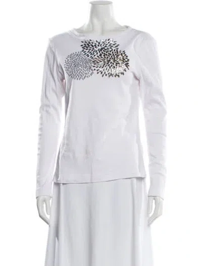 Pre-owned Tory Burch Graphic Print Bateau Neckline Sweatshirt In White