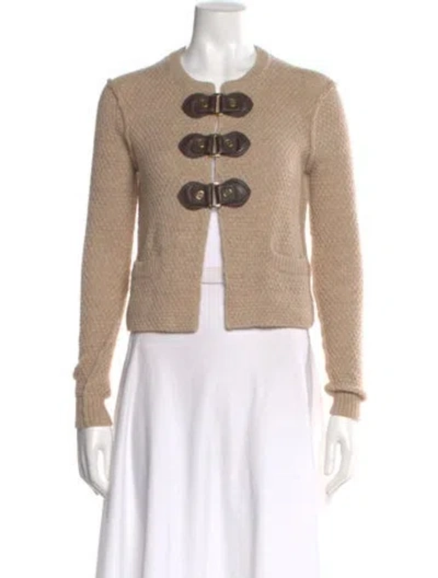 Pre-owned Tory Burch Graphic Print Crew Neck Sweater In Neutral