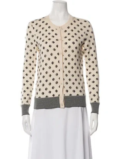 Pre-owned Tory Burch Graphic Print Crew Neck Sweater In Neutrals