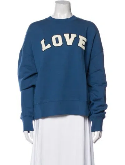 Pre-owned Tory Burch Graphic Print Crew Neck Sweatshirt W/ Tags In Blue