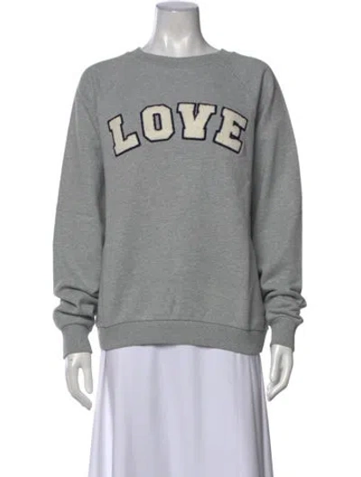 Pre-owned Tory Burch Graphic Print Crew Neck Sweatshirt W/ Tags In Gray