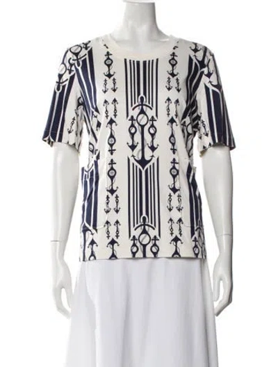 Pre-owned Tory Burch Graphic Print Crew Neck T-shirt
