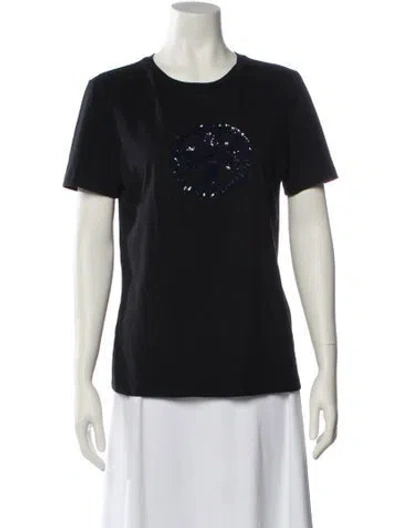 Pre-owned Tory Burch Graphic Print Crew Neck T-shirt In Black